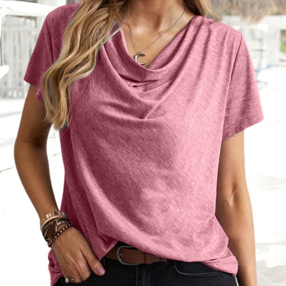 Women's solid color casual fashion short sleeve tops